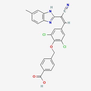 4-({2,6-dichloro-4-[(Z)-2-cyano-2-(5-methyl-1H-benzimidazol-2-yl)ethenyl]phenoxy}methyl)benzoic acid