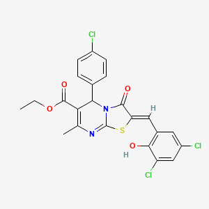 molecular formula C23H17Cl3N2O4S B5394234 ethyl (2Z)-5-(4-chlorophenyl)-2-[(3,5-dichloro-2-hydroxyphenyl)methylidene]-7-methyl-3-oxo-5H-[1,3]thiazolo[3,2-a]pyrimidine-6-carboxylate 