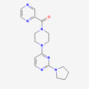 molecular formula C17H21N7O B5394249 4-[4-(2-pyrazinylcarbonyl)-1-piperazinyl]-2-(1-pyrrolidinyl)pyrimidine 