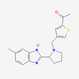 molecular formula C19H21N3OS B5394284 1-(4-{[2-(6-methyl-1H-benzimidazol-2-yl)-1-pyrrolidinyl]methyl}-2-thienyl)ethanone 