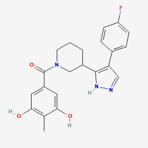 molecular formula C22H22FN3O3 B5394291 (3,5-dihydroxy-4-methylphenyl)-[3-[4-(4-fluorophenyl)-1H-pyrazol-5-yl]piperidin-1-yl]methanone 