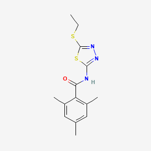 molecular formula C14H17N3OS2 B5394292 N-[5-(ethylsulfanyl)-1,3,4-thiadiazol-2-yl]-2,4,6-trimethylbenzamide 