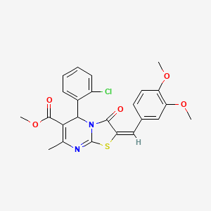 molecular formula C24H21ClN2O5S B5394359 methyl (2E)-5-(2-chlorophenyl)-2-(3,4-dimethoxybenzylidene)-7-methyl-3-oxo-2,3-dihydro-5H-[1,3]thiazolo[3,2-a]pyrimidine-6-carboxylate 