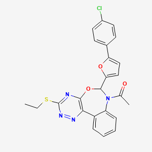 7-acetyl-6-[5-(4-chlorophenyl)-2-furyl]-3-(ethylthio)-6,7-dihydro[1,2,4]triazino[5,6-d][3,1]benzoxazepine