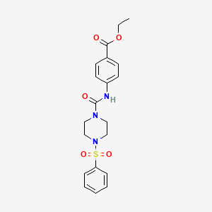 molecular formula C20H23N3O5S B5394410 ETHYL 4-({[4-(PHENYLSULFONYL)PIPERAZINO]CARBONYL}AMINO)BENZOATE 