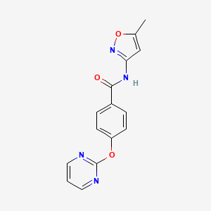 molecular formula C15H12N4O3 B5394423 N-(5-methyl-3-isoxazolyl)-4-(2-pyrimidinyloxy)benzamide 