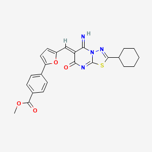 methyl 4-{5-[(Z)-(2-cyclohexyl-5-imino-7-oxo-5H-[1,3,4]thiadiazolo[3,2-a]pyrimidin-6(7H)-ylidene)methyl]furan-2-yl}benzoate