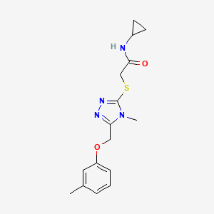 molecular formula C16H20N4O2S B5394475 N-cyclopropyl-2-({4-methyl-5-[(3-methylphenoxy)methyl]-4H-1,2,4-triazol-3-yl}sulfanyl)acetamide 