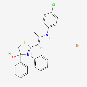 molecular formula C24H22BrClN2OS B5394517 2-[(E)-2-(4-chloroanilino)prop-1-enyl]-3,4-diphenyl-5H-1,3-thiazol-3-ium-4-ol;bromide 