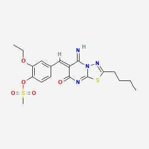 4-[(2-butyl-5-imino-7-oxo-5H-[1,3,4]thiadiazolo[3,2-a]pyrimidin-6(7H)-ylidene)methyl]-2-ethoxyphenyl methanesulfonate