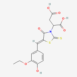 2-[5-(3-ethoxy-4-hydroxybenzylidene)-4-oxo-2-thioxo-1,3-thiazolidin-3-yl]succinic acid