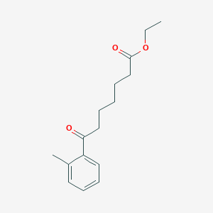 molecular formula C16H22O3 B053947 Ethyl 7-(2-methylphenyl)-7-oxoheptanoate CAS No. 122115-55-3