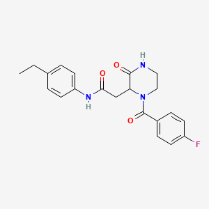 molecular formula C21H22FN3O3 B5394708 N-(4-ethylphenyl)-2-[1-(4-fluorobenzoyl)-3-oxopiperazin-2-yl]acetamide 