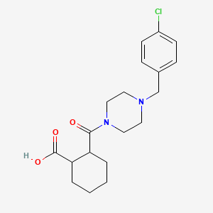 molecular formula C19H25ClN2O3 B5394734 2-{[4-(4-chlorobenzyl)-1-piperazinyl]carbonyl}cyclohexanecarboxylic acid 