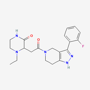4-ethyl-3-{2-[3-(2-fluorophenyl)-1,4,6,7-tetrahydro-5H-pyrazolo[4,3-c]pyridin-5-yl]-2-oxoethyl}piperazin-2-one