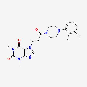 molecular formula C22H28N6O3 B5394912 7-{3-[4-(2,3-dimethylphenyl)-1-piperazinyl]-3-oxopropyl}-1,3-dimethyl-3,7-dihydro-1H-purine-2,6-dione 