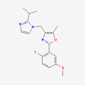 molecular formula C18H20FN3O2 B5394931 2-(2-fluoro-5-methoxyphenyl)-4-[(2-isopropyl-1H-imidazol-1-yl)methyl]-5-methyl-1,3-oxazole hydrochloride 