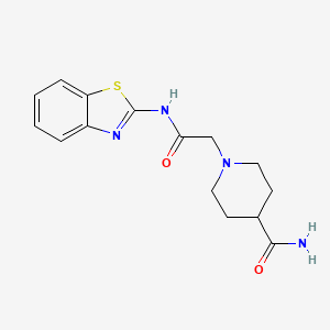 molecular formula C15H18N4O2S B5394949 1-[2-(1,3-benzothiazol-2-ylamino)-2-oxoethyl]-4-piperidinecarboxamide 