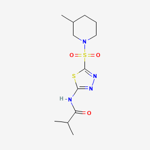 molecular formula C12H20N4O3S2 B5394968 2-methyl-N-{5-[(3-methyl-1-piperidinyl)sulfonyl]-1,3,4-thiadiazol-2-yl}propanamide 