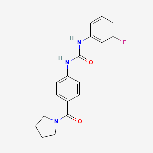 molecular formula C18H18FN3O2 B5394982 N-(3-fluorophenyl)-N'-[4-(1-pyrrolidinylcarbonyl)phenyl]urea 