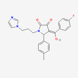 molecular formula C24H22FN3O3 B5395062 4-(4-fluorobenzoyl)-3-hydroxy-1-[3-(1H-imidazol-1-yl)propyl]-5-(4-methylphenyl)-1,5-dihydro-2H-pyrrol-2-one 