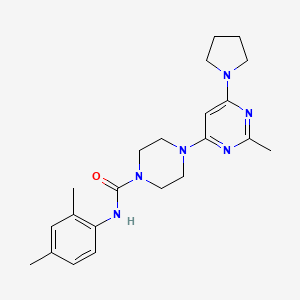 molecular formula C22H30N6O B5395117 N-(2,4-dimethylphenyl)-4-[2-methyl-6-(1-pyrrolidinyl)-4-pyrimidinyl]-1-piperazinecarboxamide 