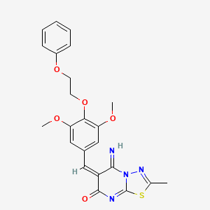 molecular formula C23H22N4O5S B5395169 6-[3,5-dimethoxy-4-(2-phenoxyethoxy)benzylidene]-5-imino-2-methyl-5,6-dihydro-7H-[1,3,4]thiadiazolo[3,2-a]pyrimidin-7-one 