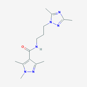 molecular formula C14H22N6O B5395294 N-[3-(3,5-dimethyl-1H-1,2,4-triazol-1-yl)propyl]-1,3,5-trimethyl-1H-pyrazole-4-carboxamide 