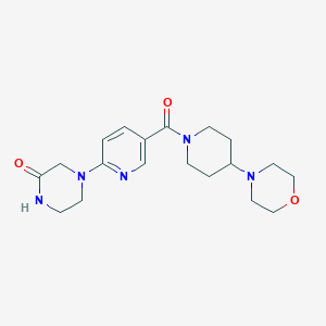 molecular formula C19H27N5O3 B5395359 4-{5-[(4-morpholin-4-ylpiperidin-1-yl)carbonyl]pyridin-2-yl}piperazin-2-one 