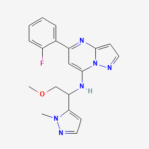 molecular formula C19H19FN6O B5395391 5-(2-fluorophenyl)-N-[2-methoxy-1-(1-methyl-1H-pyrazol-5-yl)ethyl]pyrazolo[1,5-a]pyrimidin-7-amine 