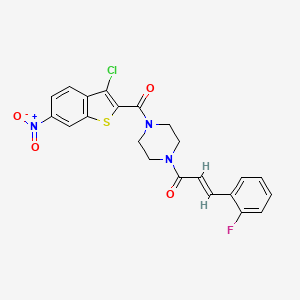 molecular formula C22H17ClFN3O4S B5395410 1-[(3-chloro-6-nitro-1-benzothien-2-yl)carbonyl]-4-[3-(2-fluorophenyl)acryloyl]piperazine 