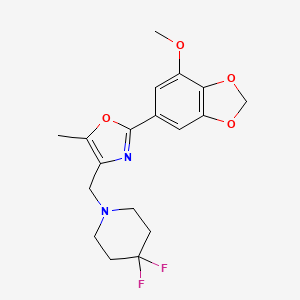 4,4-difluoro-1-{[2-(7-methoxy-1,3-benzodioxol-5-yl)-5-methyl-1,3-oxazol-4-yl]methyl}piperidine