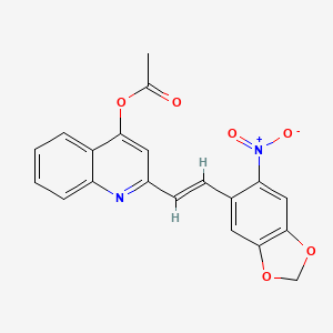 molecular formula C20H14N2O6 B5395429 2-[2-(6-nitro-1,3-benzodioxol-5-yl)vinyl]-4-quinolinyl acetate 