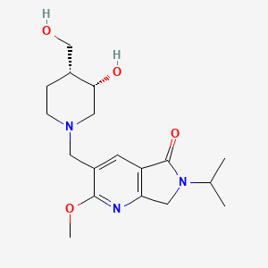 molecular formula C18H27N3O4 B5395439 3-{[(3S*,4R*)-3-hydroxy-4-(hydroxymethyl)-1-piperidinyl]methyl}-6-isopropyl-2-methoxy-6,7-dihydro-5H-pyrrolo[3,4-b]pyridin-5-one 