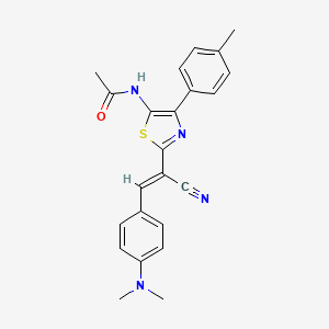 molecular formula C23H22N4OS B5395440 N-[2-{1-cyano-2-[4-(dimethylamino)phenyl]vinyl}-4-(4-methylphenyl)-1,3-thiazol-5-yl]acetamide 