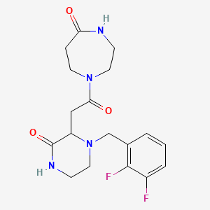 molecular formula C18H22F2N4O3 B5395479 1-{[1-(2,3-difluorobenzyl)-3-oxo-2-piperazinyl]acetyl}-1,4-diazepan-5-one 