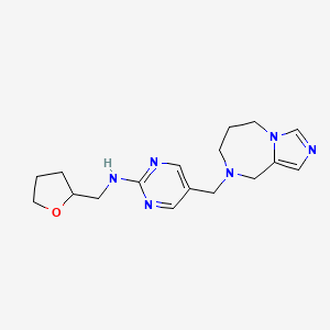 molecular formula C17H24N6O B5395490 5-(6,7-dihydro-5H-imidazo[1,5-a][1,4]diazepin-8(9H)-ylmethyl)-N-(tetrahydrofuran-2-ylmethyl)pyrimidin-2-amine 