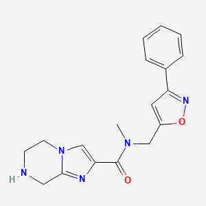 molecular formula C18H19N5O2 B5395503 N-methyl-N-[(3-phenyl-5-isoxazolyl)methyl]-5,6,7,8-tetrahydroimidazo[1,2-a]pyrazine-2-carboxamide 