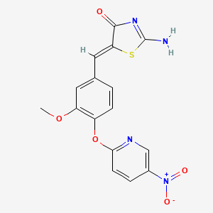 molecular formula C16H12N4O5S B5395512 2-imino-5-{3-methoxy-4-[(5-nitropyridin-2-yl)oxy]benzylidene}-1,3-thiazolidin-4-one 