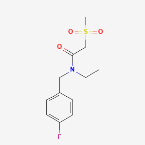 molecular formula C12H16FNO3S B5395518 N-ethyl-N-(4-fluorobenzyl)-2-(methylsulfonyl)acetamide 