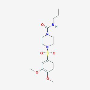 molecular formula C16H25N3O5S B5395521 4-[(3,4-dimethoxyphenyl)sulfonyl]-N-propyl-1-piperazinecarboxamide 