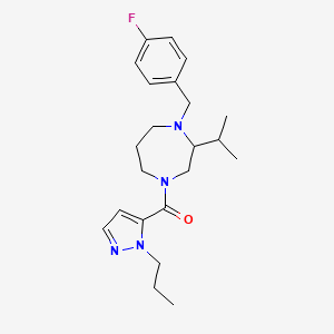 molecular formula C22H31FN4O B5395660 1-(4-fluorobenzyl)-2-isopropyl-4-[(1-propyl-1H-pyrazol-5-yl)carbonyl]-1,4-diazepane 