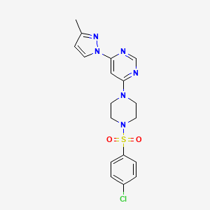 molecular formula C18H19ClN6O2S B5395670 4-{4-[(4-chlorophenyl)sulfonyl]-1-piperazinyl}-6-(3-methyl-1H-pyrazol-1-yl)pyrimidine 