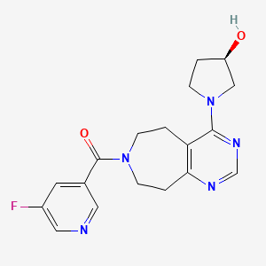 molecular formula C18H20FN5O2 B5395696 (3R)-1-{7-[(5-fluoropyridin-3-yl)carbonyl]-6,7,8,9-tetrahydro-5H-pyrimido[4,5-d]azepin-4-yl}pyrrolidin-3-ol 