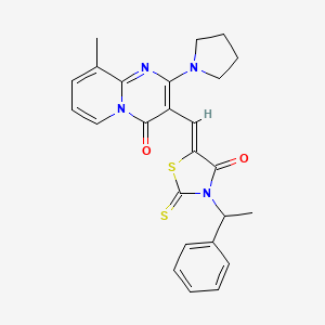 9-methyl-3-{[4-oxo-3-(1-phenylethyl)-2-thioxo-1,3-thiazolidin-5-ylidene]methyl}-2-(1-pyrrolidinyl)-4H-pyrido[1,2-a]pyrimidin-4-one
