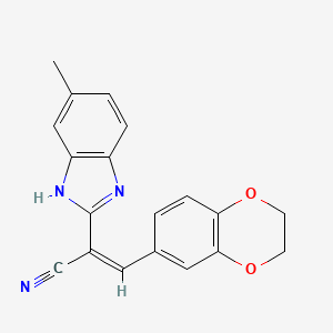 molecular formula C19H15N3O2 B5395787 3-(2,3-dihydro-1,4-benzodioxin-6-yl)-2-(5-methyl-1H-benzimidazol-2-yl)acrylonitrile 