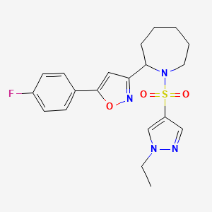 molecular formula C20H23FN4O3S B5395788 1-[(1-ethyl-1H-pyrazol-4-yl)sulfonyl]-2-[5-(4-fluorophenyl)-3-isoxazolyl]azepane 