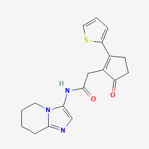 molecular formula C18H19N3O2S B5395810 2-[5-oxo-2-(2-thienyl)cyclopent-1-en-1-yl]-N-(5,6,7,8-tetrahydroimidazo[1,2-a]pyridin-3-yl)acetamide 