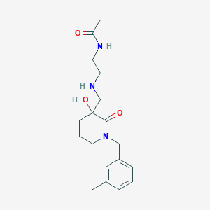 molecular formula C18H27N3O3 B5395817 N-[2-({[3-hydroxy-1-(3-methylbenzyl)-2-oxopiperidin-3-yl]methyl}amino)ethyl]acetamide 