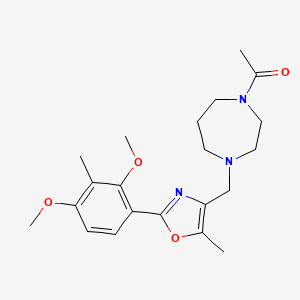 molecular formula C21H29N3O4 B5395823 1-acetyl-4-{[2-(2,4-dimethoxy-3-methylphenyl)-5-methyl-1,3-oxazol-4-yl]methyl}-1,4-diazepane 